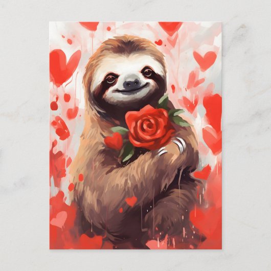 Faultier Valentinstag Postkarte (Vorderseite)