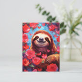 Faultier Valentinstag Postkarte (Stehend Vorderseite)