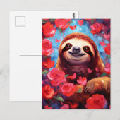 Faultier Valentinstag Postkarte (Vorne/Hinten)