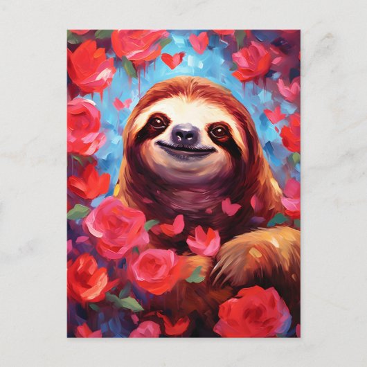 Faultier Valentinstag Postkarte (Vorderseite)
