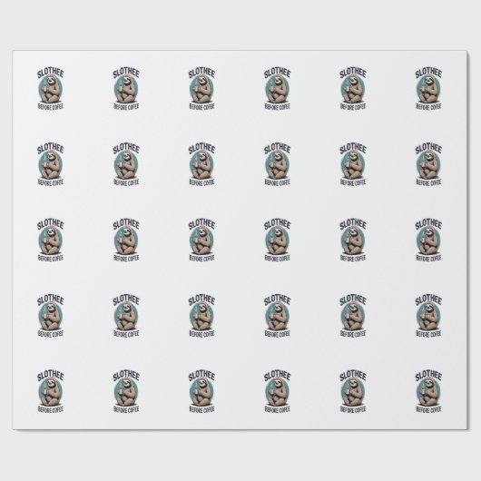 Faultier vor Kaffee Sublimation Geschenkpapier (Flach)