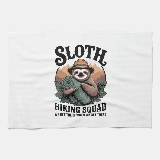 Faultier-Wandergruppe Lustiges Camping Geschirrtuch (Horizontal)