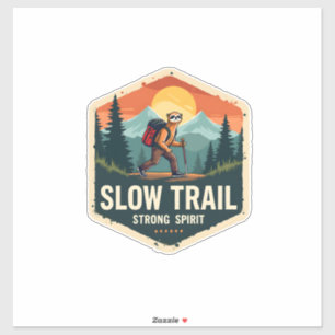 Faultier-Wanderhemd Vintage-Trail-Buddy-Design Aufkleber