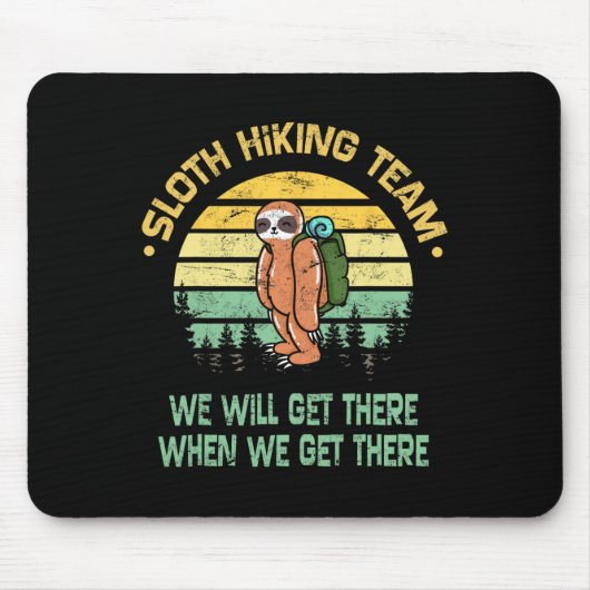 Faultier-Wanderteam Wanderer Camper Lustig Retro Mousepad (Vorne)