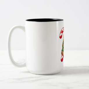 Faultier-Weihnachtsfreude mit Zuckerstange Zweifarbige Tasse