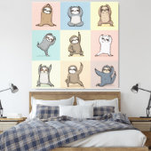 Faultier Yoga Gitter Leinwanddruck (Insitu (Schlafzimmer))