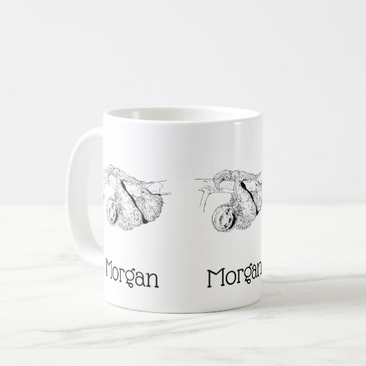Faultier-Zeichnung Lithographie #1 Kaffeetasse (Vorderseite Links)