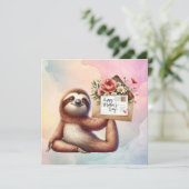 Faultier zum Muttertag mit Blumen Karte (Stehend Vorderseite)