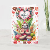 Faultier zum Muttertag mit Blumen Karte (Vorderseite)