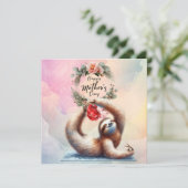 Faultier zum Muttertag mit Blumen Karte (Stehend Vorderseite)