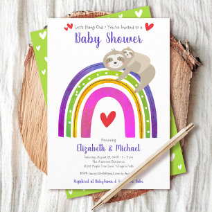 Faultiere Baby Shower Geschlechtsneutral Boho Rege Einladung