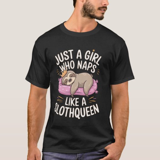 Faultierkönigin Napping Crown Kunst T-Shirt (Vorderseite)