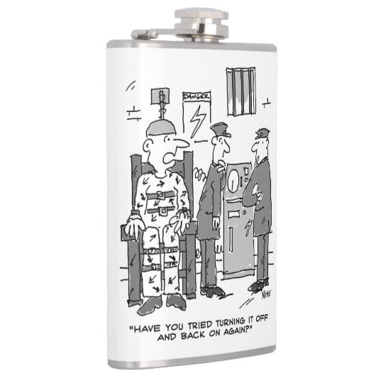 Faulty Electric Chair Cartoon - Funny Flachmann (Rechts)