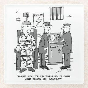 Faulty Electric Chair Cartoon - Funny Glasuntersetzer