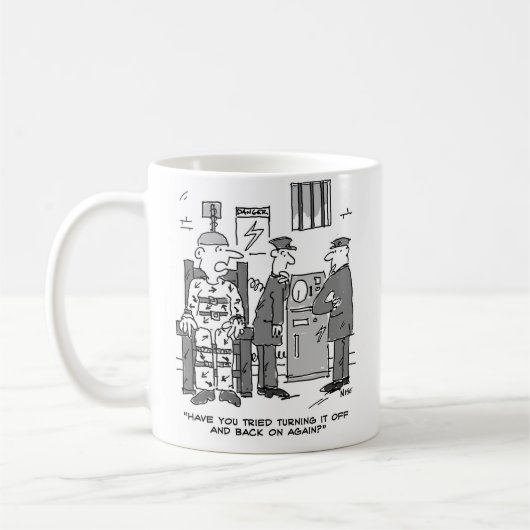 Faulty Electric Chair Cartoon - Funny Kaffeetasse (Links)