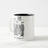 Faulty Electric Chair Cartoon - Funny Zweifarbige Tasse (Vorderseite Links)