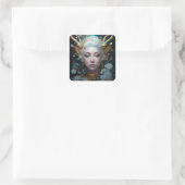 Faun Elf Woman Fantasy Art Quadratischer Aufkleber (Tasche)