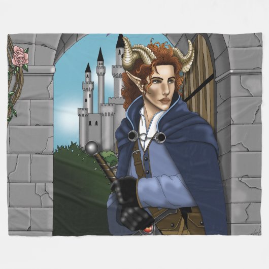 Faun gehörnter Fae Fantasy Fleecedecke (Vorderseite (Horizontal))