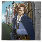 Faun Gehörnter Fae Fantasy Fliese (Vorderseite)