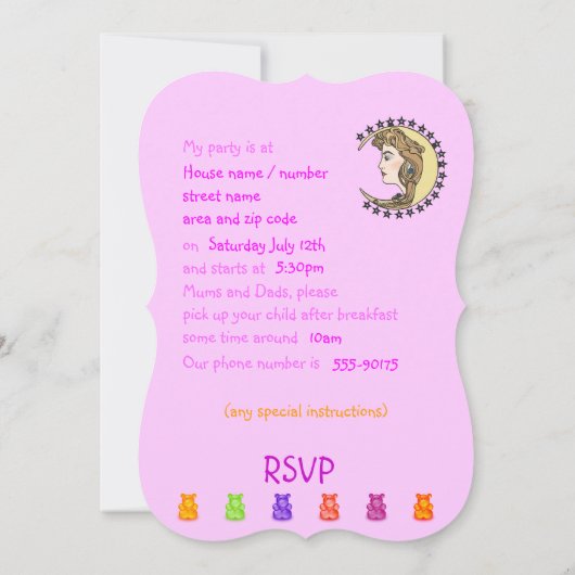 Faun und Einhorn-Epoche oder anderes Party laden Einladung (Rückseite)