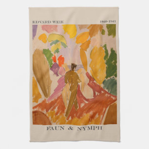 Faun und Nymphe 1941 von Edvard Weie Geschirrtuch