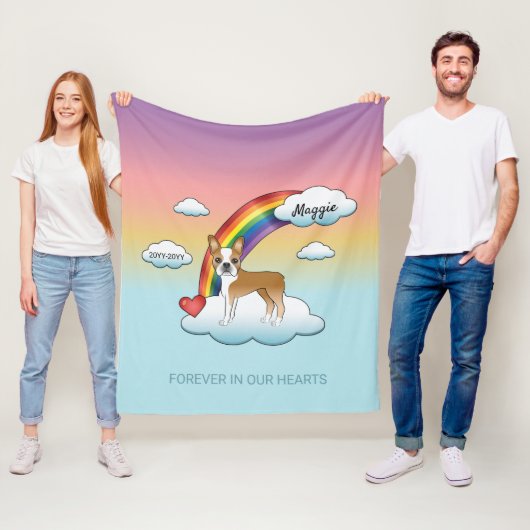 Fauna and White Boston Terrier Rainbow Memorial Fleecedecke (Beispiel)