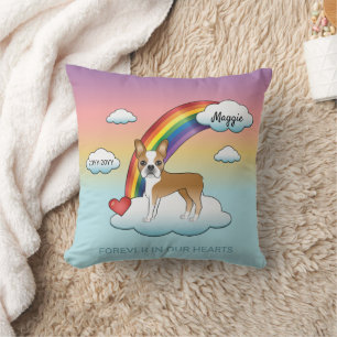 Fauna and White Boston Terrier Rainbow Memorial Kissen