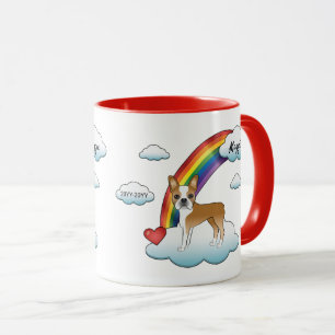 Fauna and White Boston Terrier Rainbow Memorial Tasse