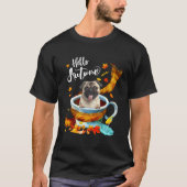 Fauna Mops Dog Herbstkaffee Hallo Herbst Herbst Le T-Shirt (Vorderseite)