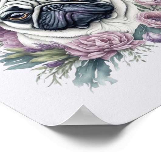 Fauna Mops Wasserfarben Poster (Ecke)