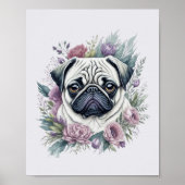 Fauna Mops Wasserfarben Poster (Vorne)