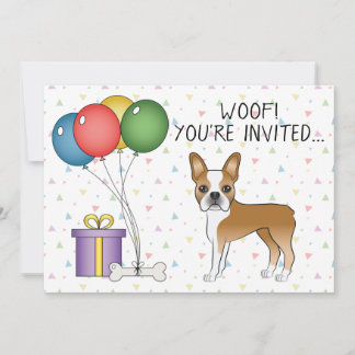 Fauna und White Boston Terrier Niedlich Hund - Geb Einladung