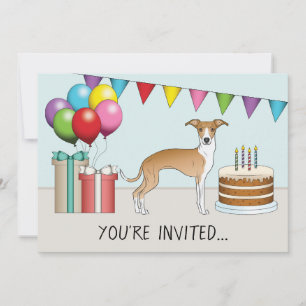 Fauna und White Italian Greyhound farbenfrohe Gebu Einladung