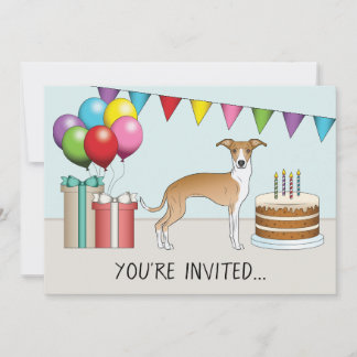 Fauna und White Italian Greyhound farbenfrohe Gebu Einladung