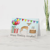 Fauna und White Italian Greyhound farbenfrohe Gebu Karte (Vorderseite)