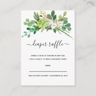 FAUNA WATERCOLOR BABY SHOWER DIAPER RAFFLE TICKET BEGLEITKARTE