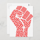 Faust der Liebe - Kletterfaust aus roten Herzen Postkarte (Vorne/Hinten)