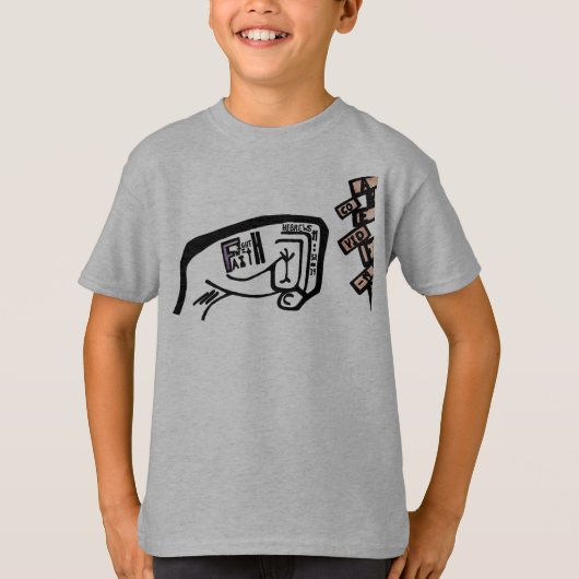 Faust des Glaubens kühne Schwarz und Weiß Zeichnen T-Shirt (Vorderseite)