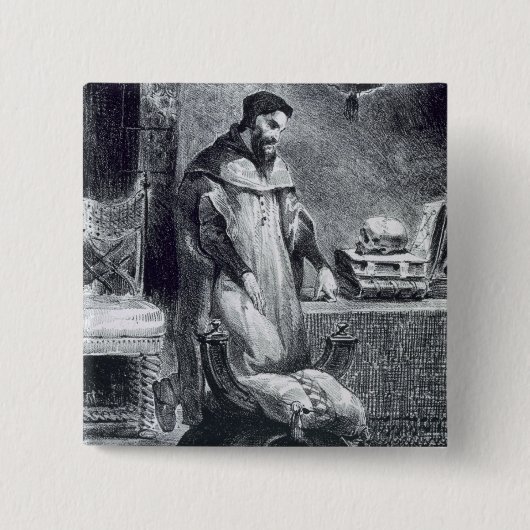 Faust in seiner Studie, von Goethe's Faust, 1828,  Button (Vorderseite)