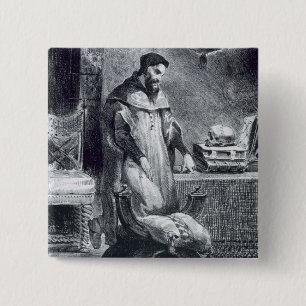 Faust in seiner Studie, von Goethe's Faust, 1828, Button