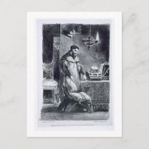 Faust in seiner Studie, von Goethes Faust, 1828, ( Postkarte