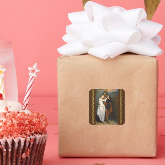 Faust & Marguerite Im Garten von A. Scheffer Quadratischer Aufkleber (Party)