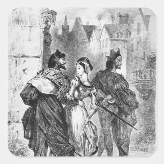 Faust Meeting Marguerite Quadratischer Aufkleber (Vorderseite)