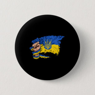 Faust mit ukrainischer Flagge Button