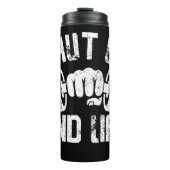 Faust und Dumbell stehen still Thermosbecher (Vorderseite)