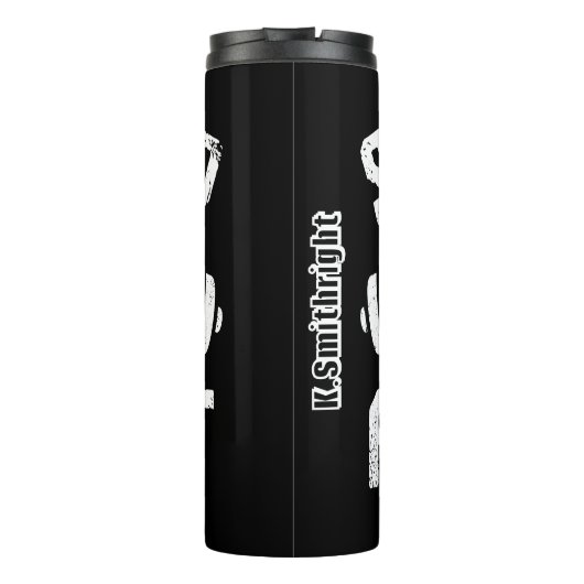 Faust und Dumbell stehen still Thermosbecher (Rückseite)