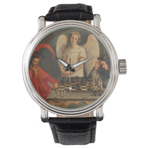 Faust und Mephistophelen Schachspielen Armbanduhr