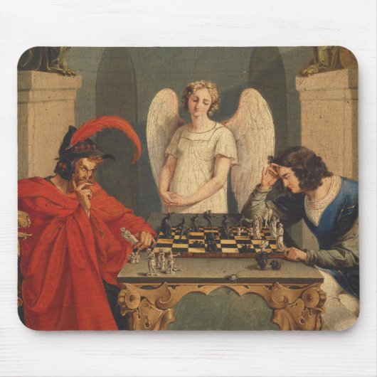 Faust und Mephistophelen Schachspielen Mousepad (Vorne)