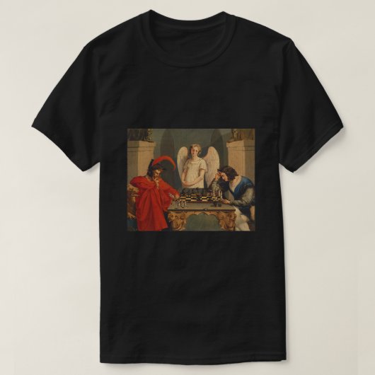 Faust und Mephistophelen Schachspielen T-Shirt (Design vorne)