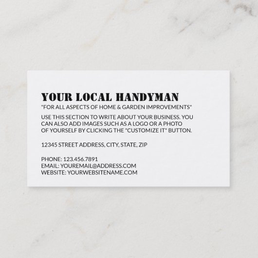 Faustlogo, Handyman Visitenkarte (Rückseite)